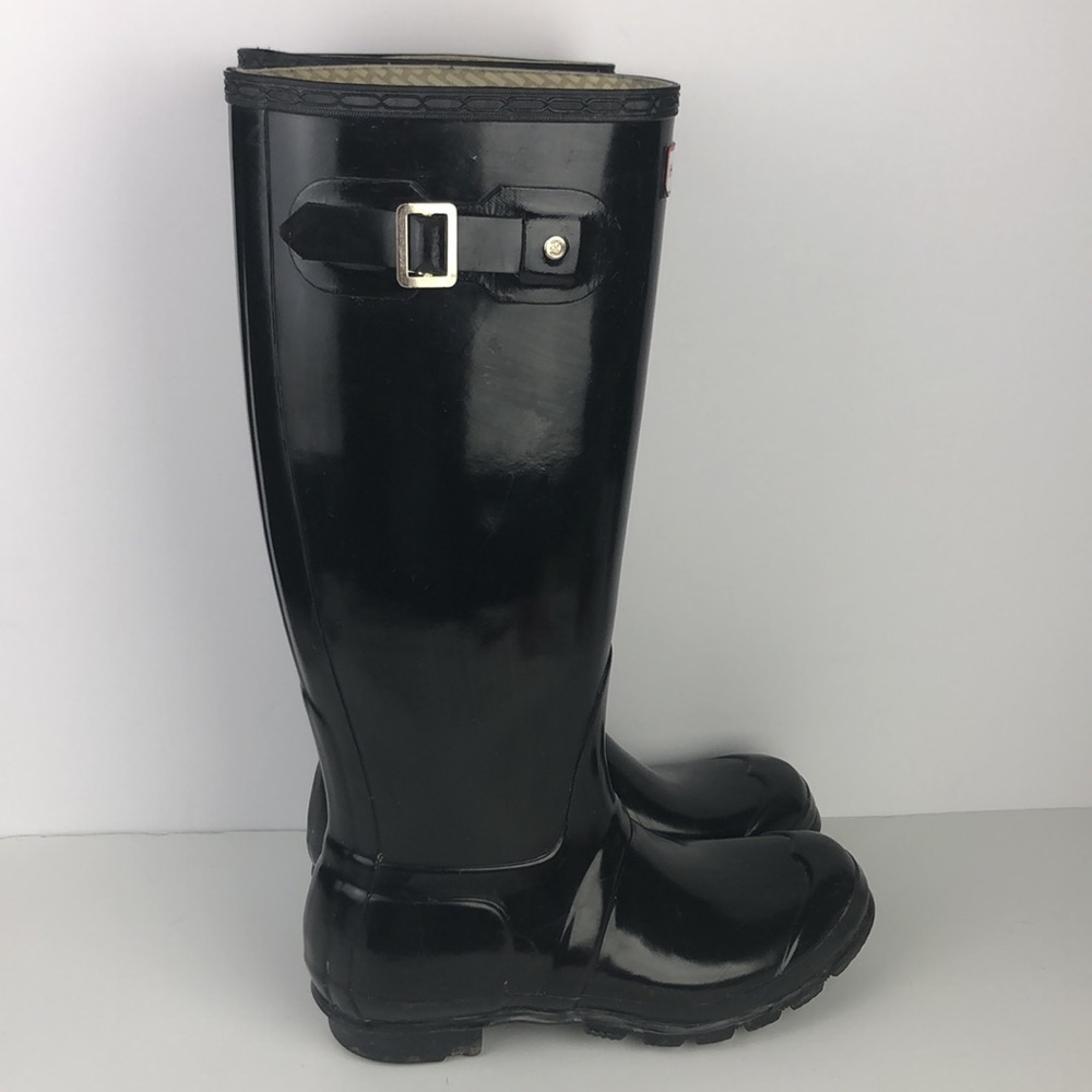 Hunter Original Tall Black Gloss Pull On Rain Boots - Picture 5 of 16